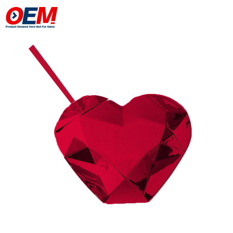 На заказ PP двойная стена чашка со соломой OEM Sweet Heart 450 мл пластиковый стакан с водой